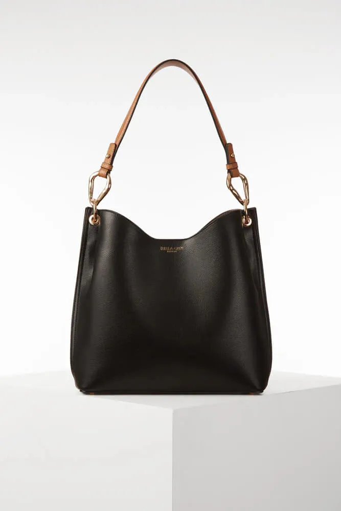 Luella Grey Phoebe Hobo Tote Bag Black/Tan