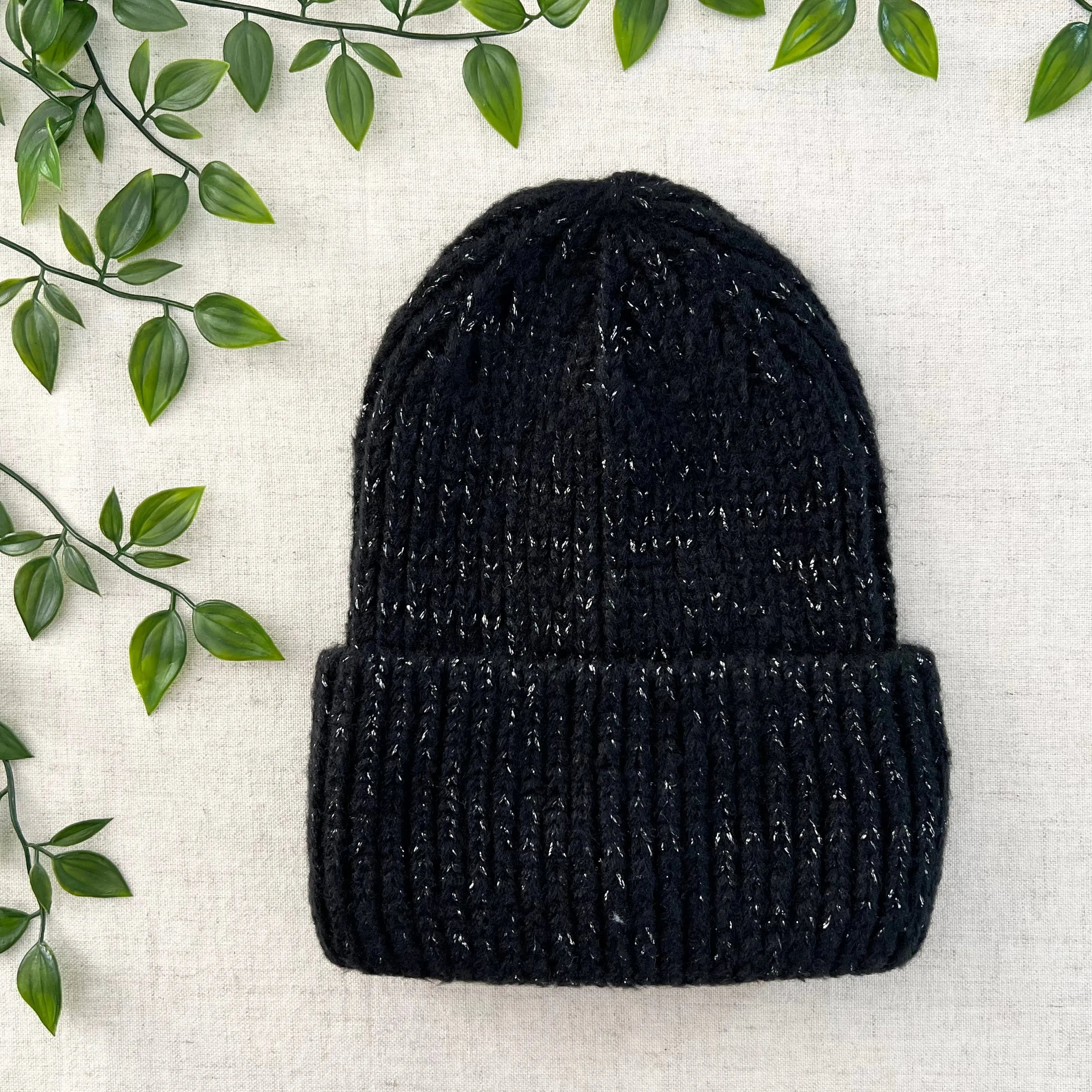 Lurex Beanie Black