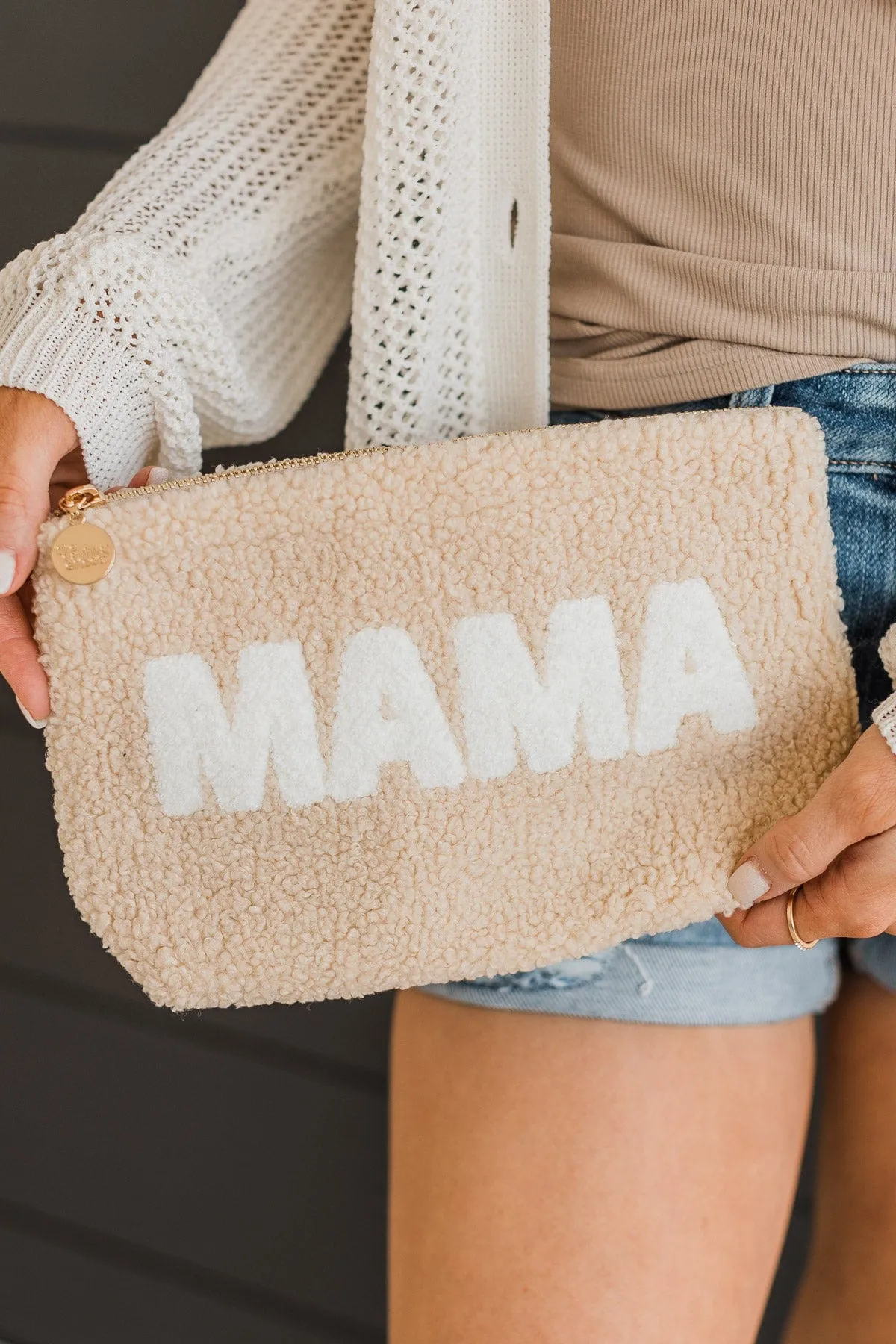 Mama Sherpa Pouch- Tan by The Darling Effect