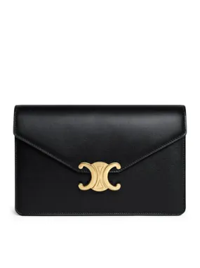 MARGO CLUTCH WITH CHAIN IN BLACK POLISHED CALFSKIN