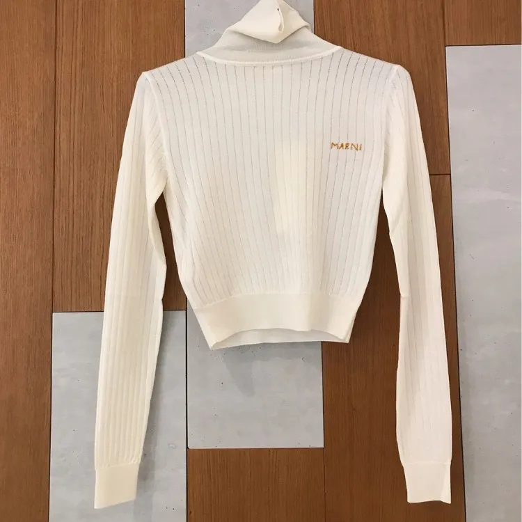 MARNI | White ribbed wool silk turtleneck top