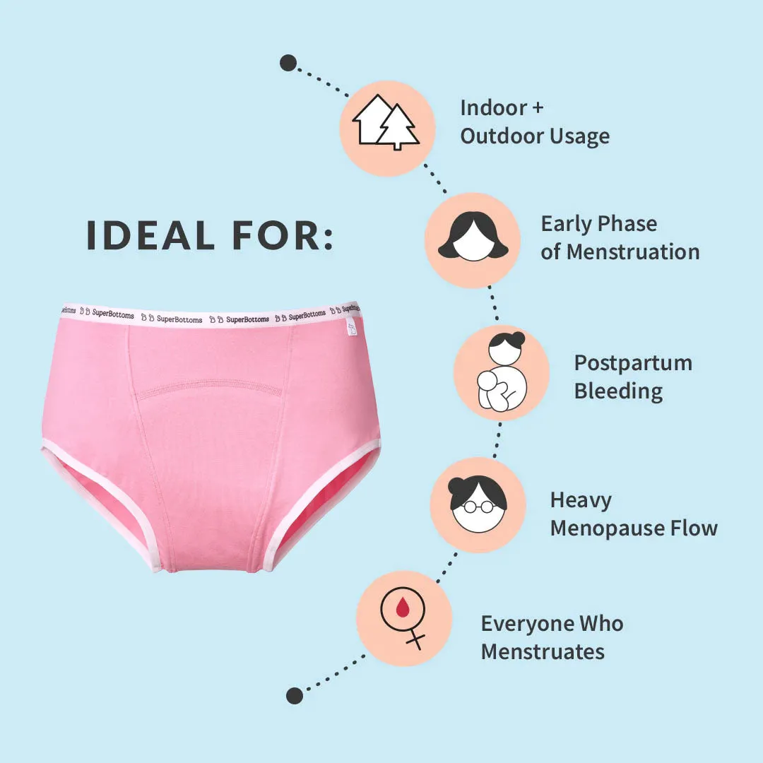 MaxAbsorb 5-Pack Period Underwear with Printed Elastic - Pink