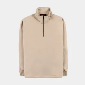 Mens Beige Quarter Zip Pullover