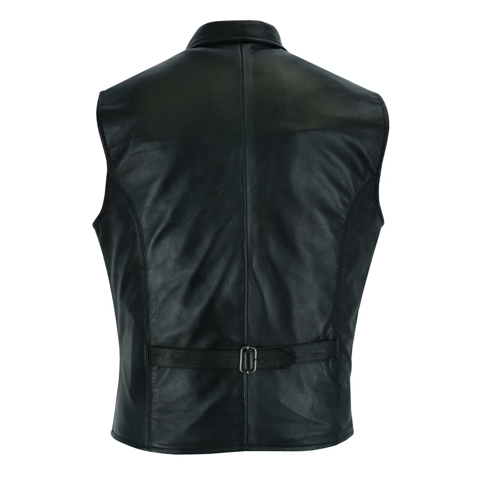 Mens Blazer Style Formal Black Leather Waistcoat Vest