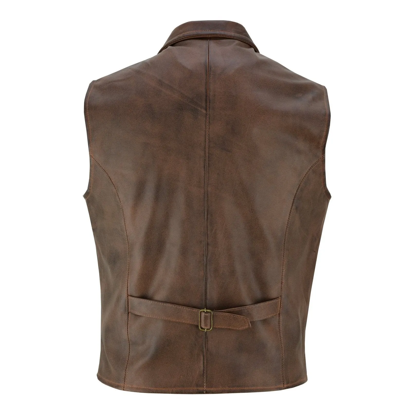 Mens Blazer Style Formal Brown Leather Waistcoat Vest