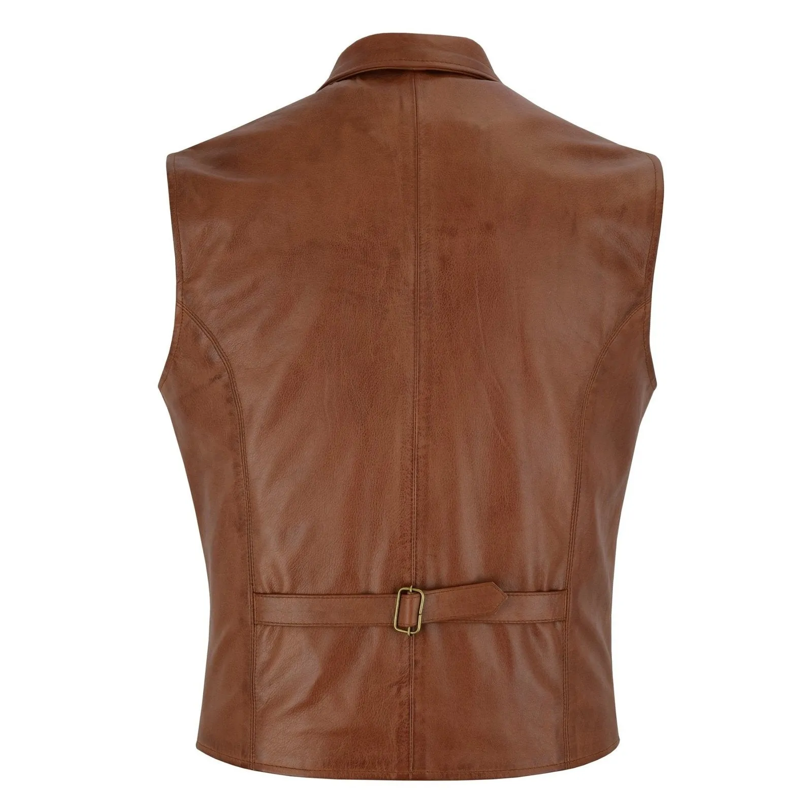 Mens Blazer Style Formal Tan Leather Waistcoat Vest