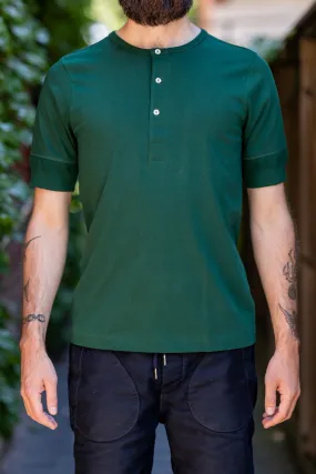 Merz b. Schwanen Short Sleeve Henley - Classic Green 207