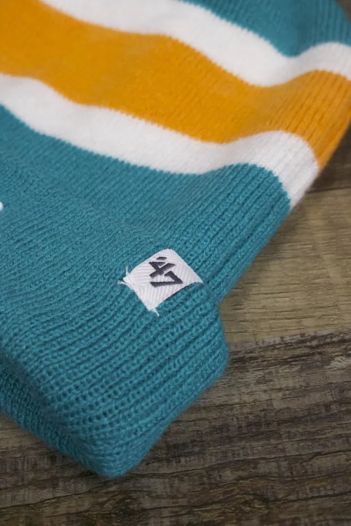 Miami Dolphins Striped Winter Knit Pom Beanie - Dolphins Beanie