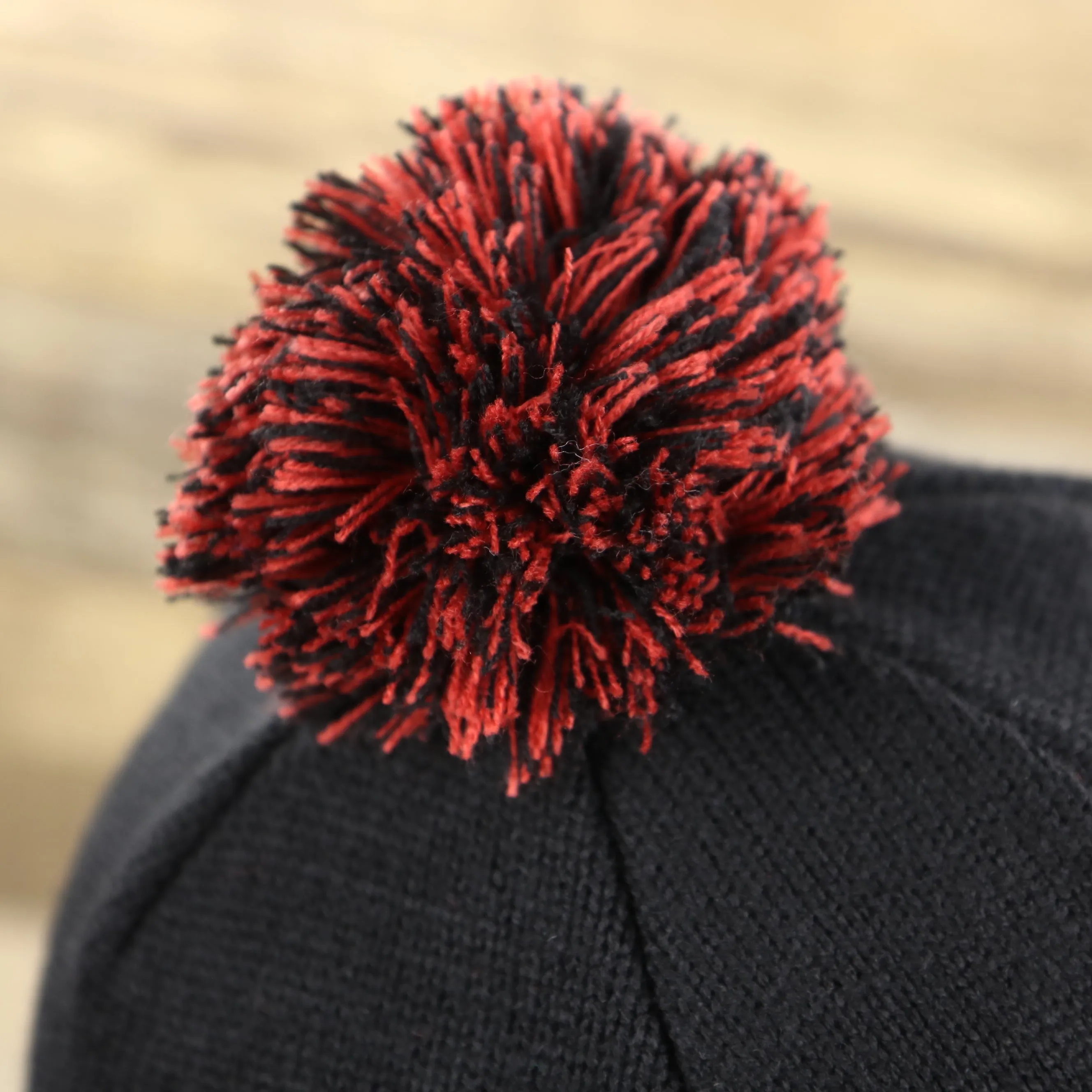 Miami Heat Black Winter Beanie with Striped Cuffed Pom Pom