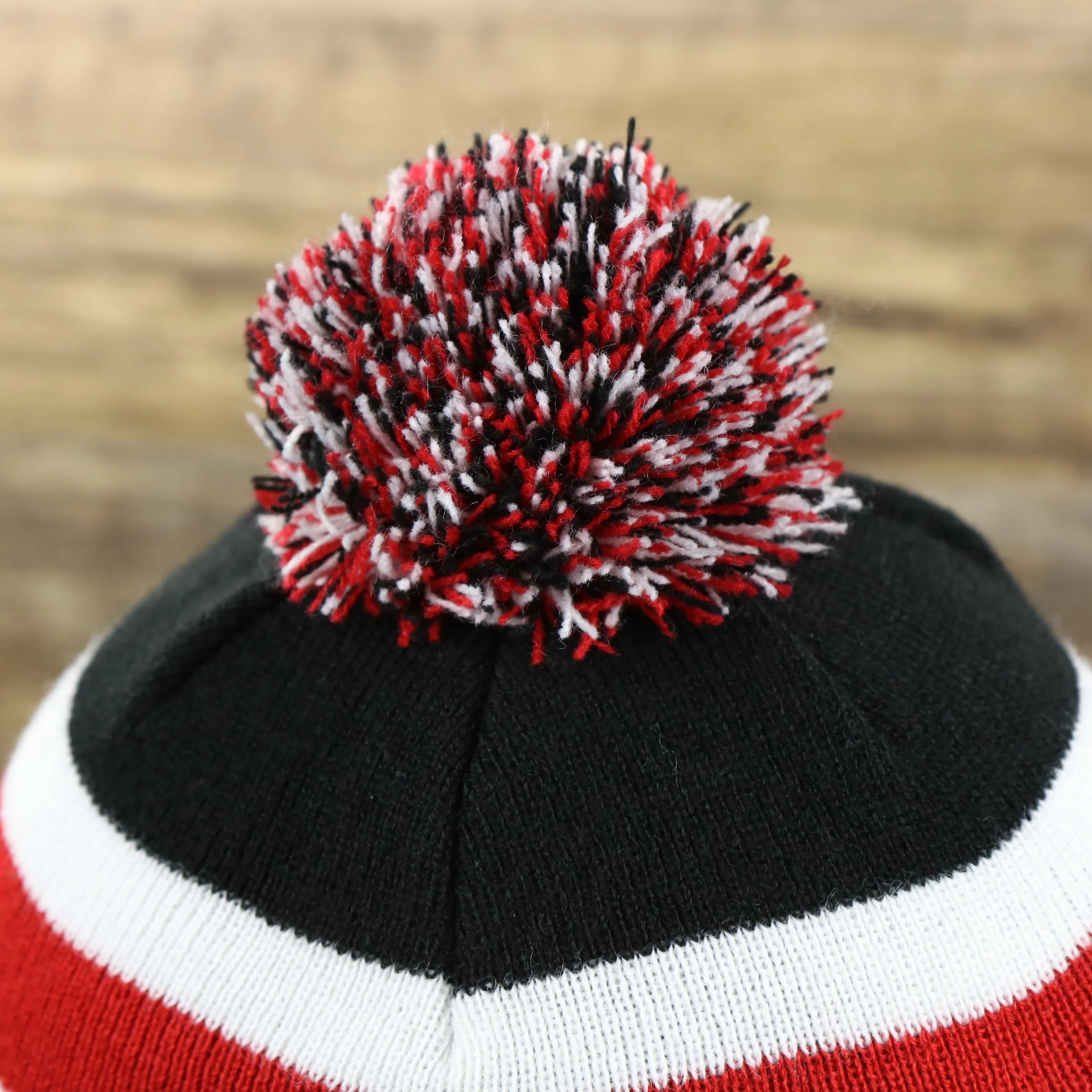 Miami Heat Striped Cuffed Pom Pom Winter Beanie - Black Winter Beanie | Buy Now