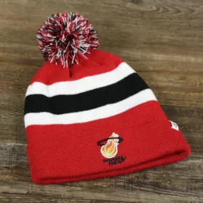 Miami Heat Winter Beanie - Red Striped Pom Pom Hat