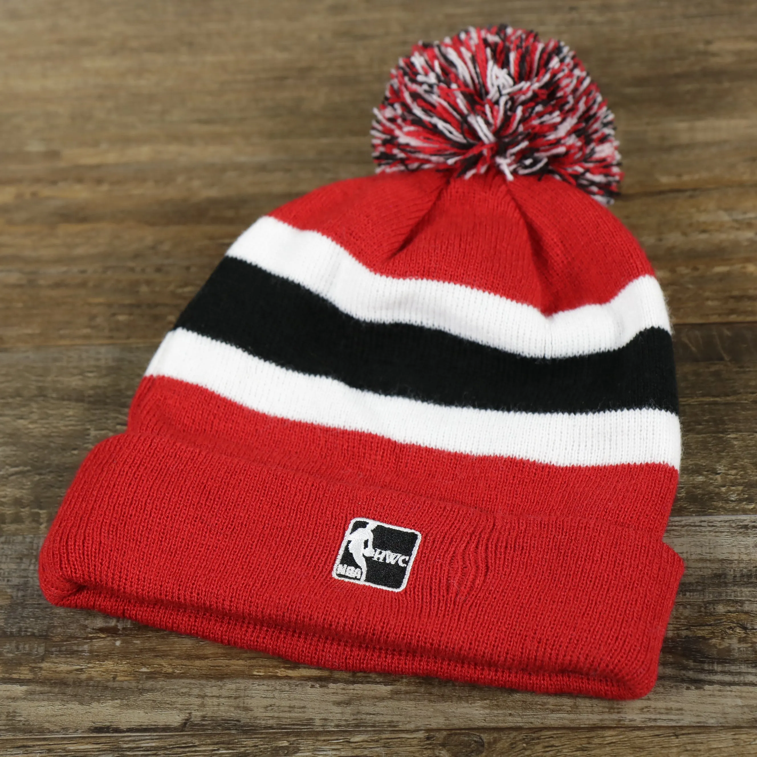 Miami Heat Winter Beanie - Red Striped Pom Pom Hat