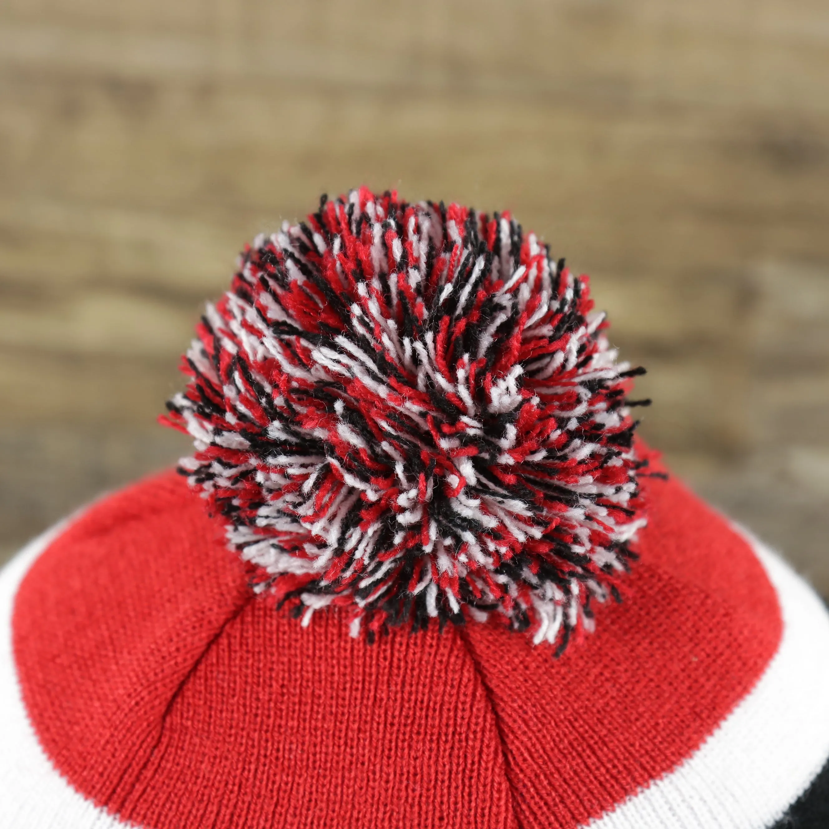 Miami Heat Winter Beanie - Red Striped Pom Pom Hat