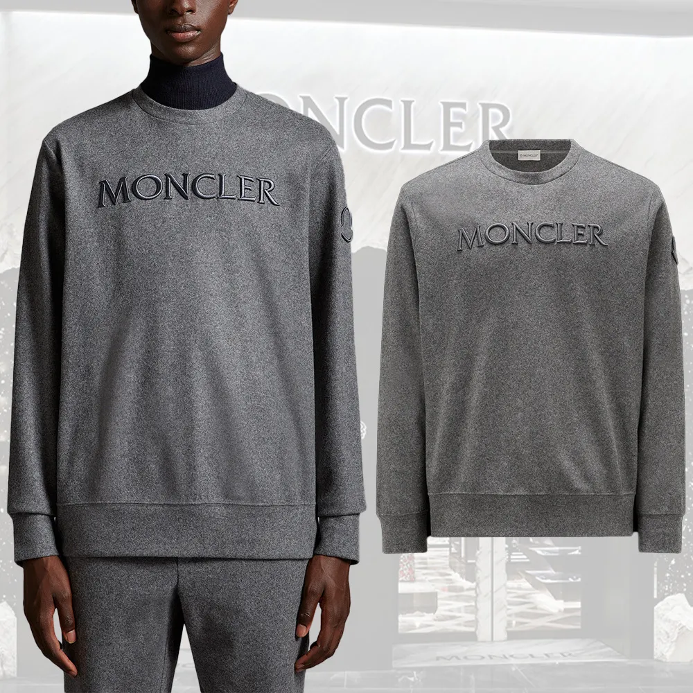 Moncler Sweatshirt: Wool Blend, Embroidered Logo