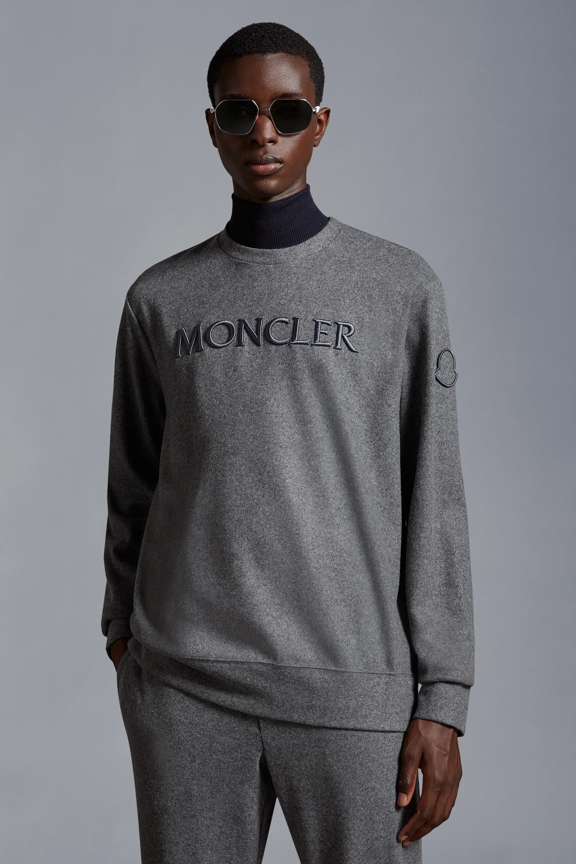 Moncler Sweatshirt: Wool Blend, Embroidered Logo