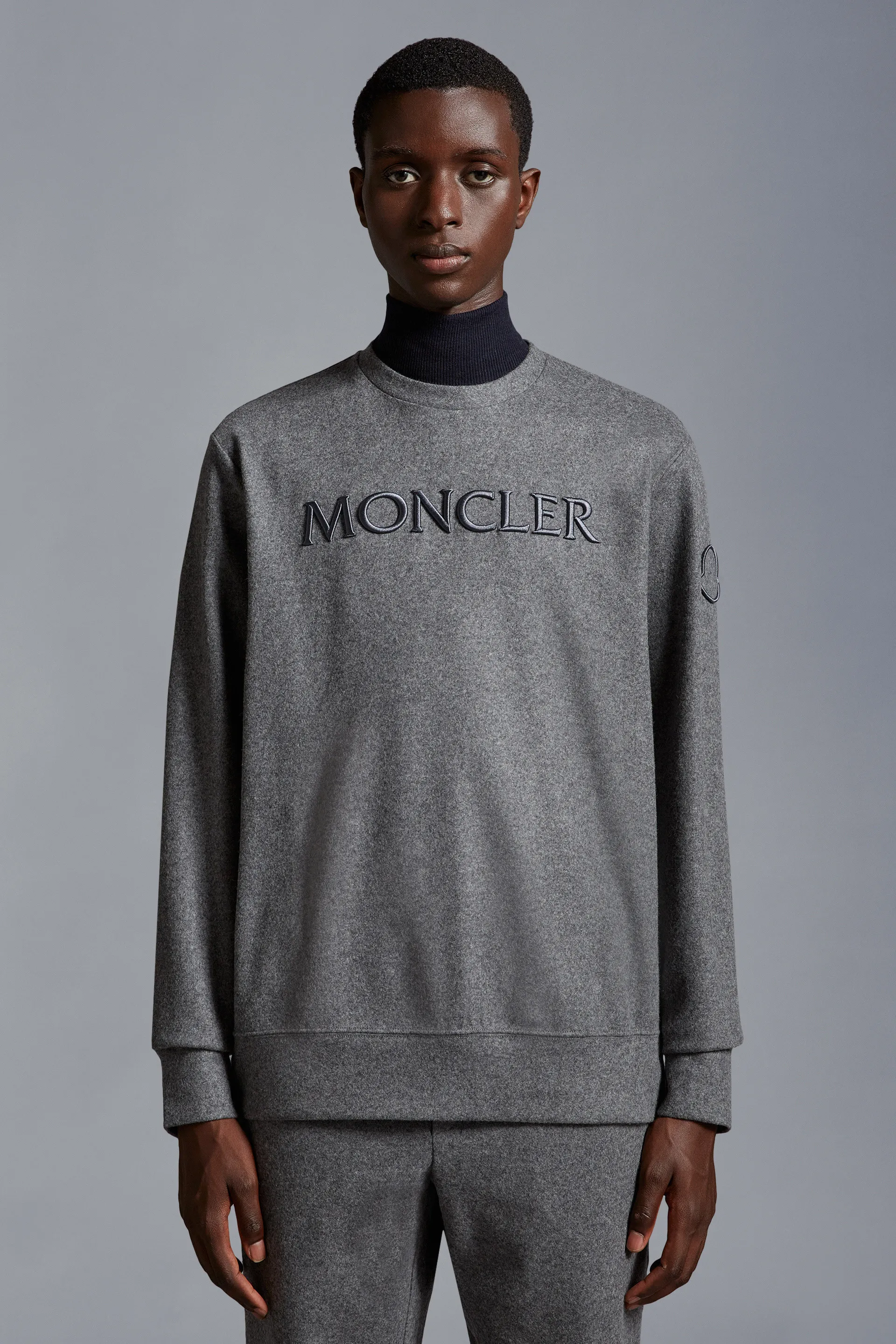 Moncler Sweatshirt: Wool Blend, Embroidered Logo