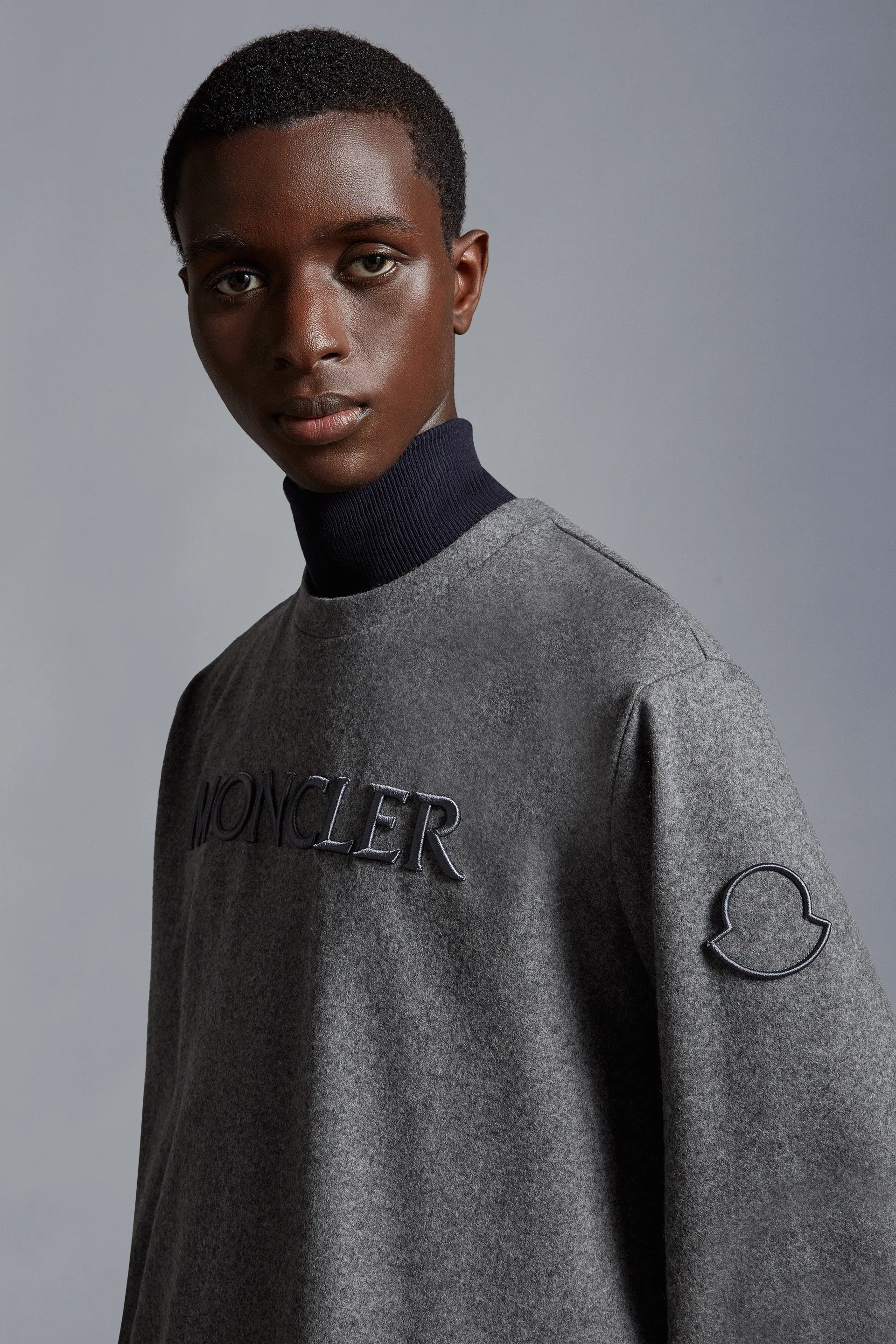 Moncler Sweatshirt: Wool Blend, Embroidered Logo