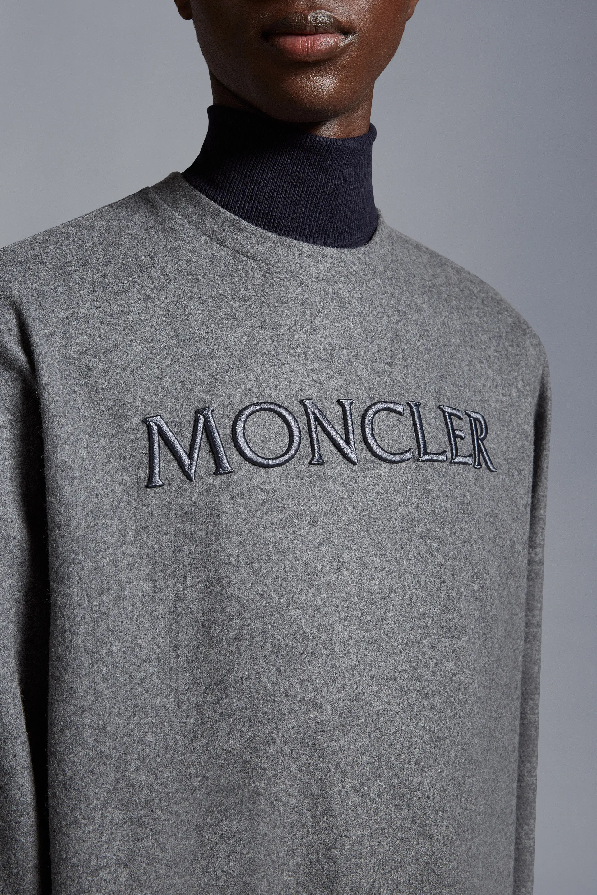 Moncler Sweatshirt: Wool Blend, Embroidered Logo