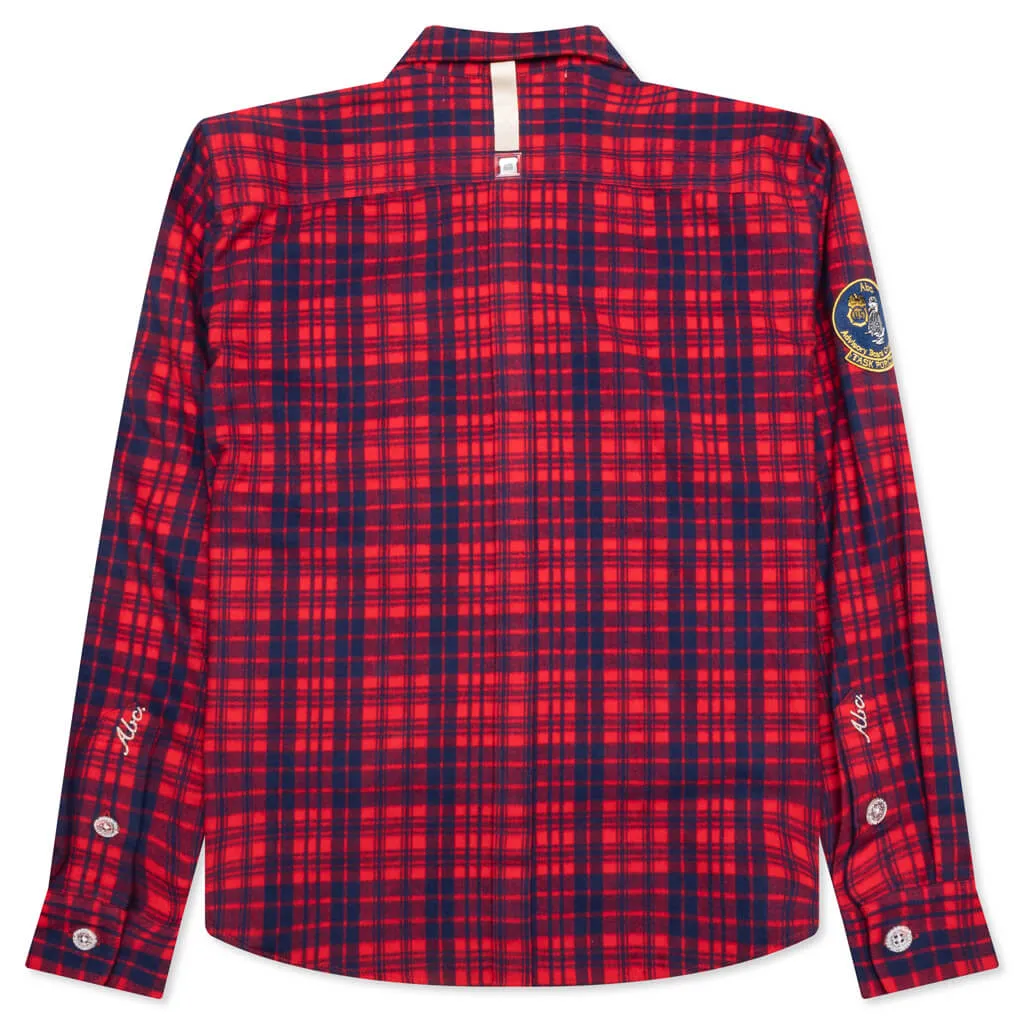 NARC Red Plaid Flannel Shirt