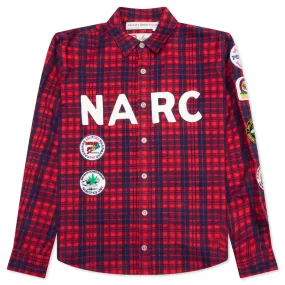 NARC Red Plaid Flannel Shirt