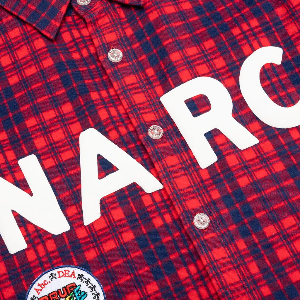 NARC Red Plaid Flannel Shirt