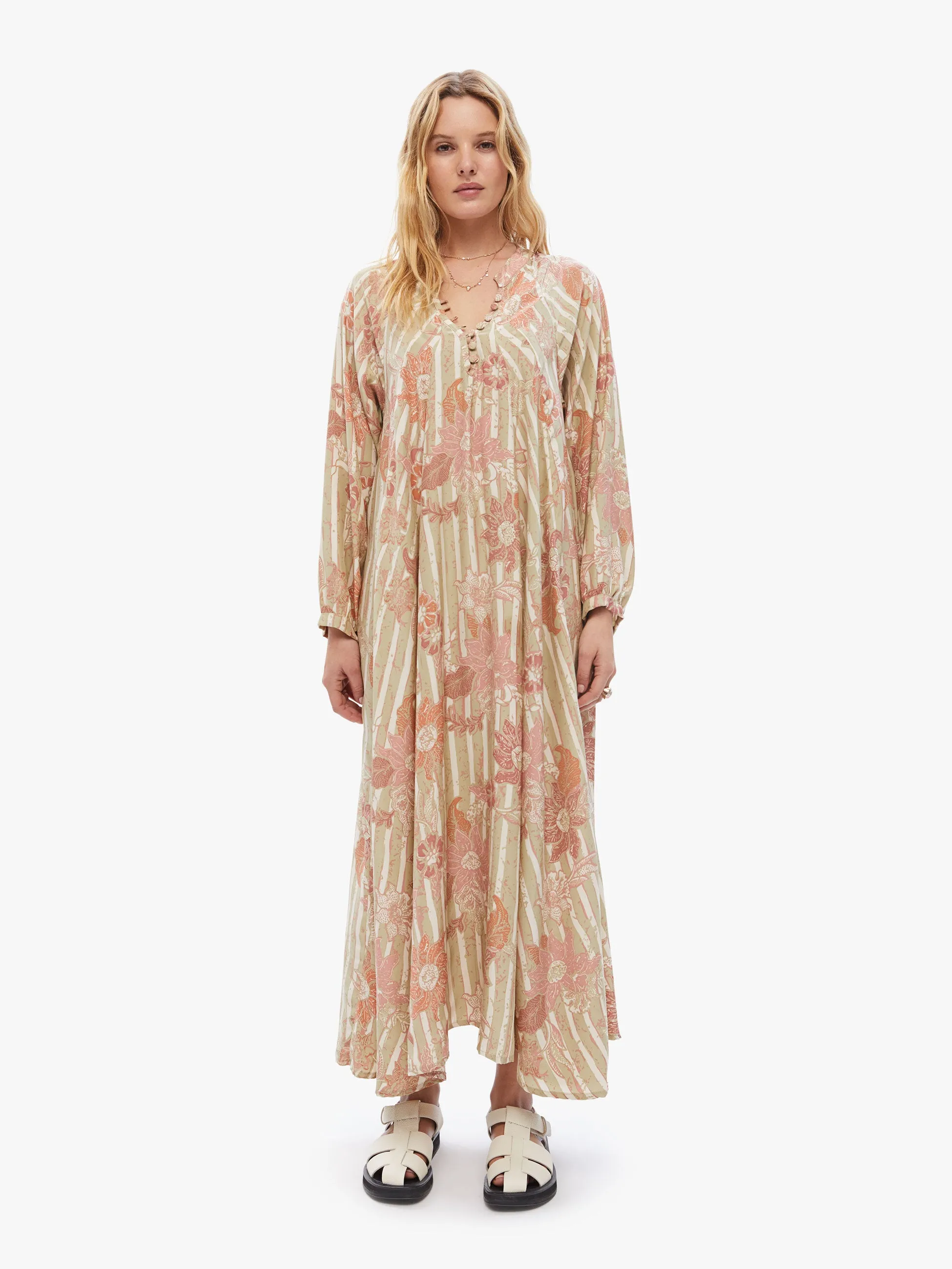 Natalie Martin Fiore Maxi - Sunflower Stripe Print Clay