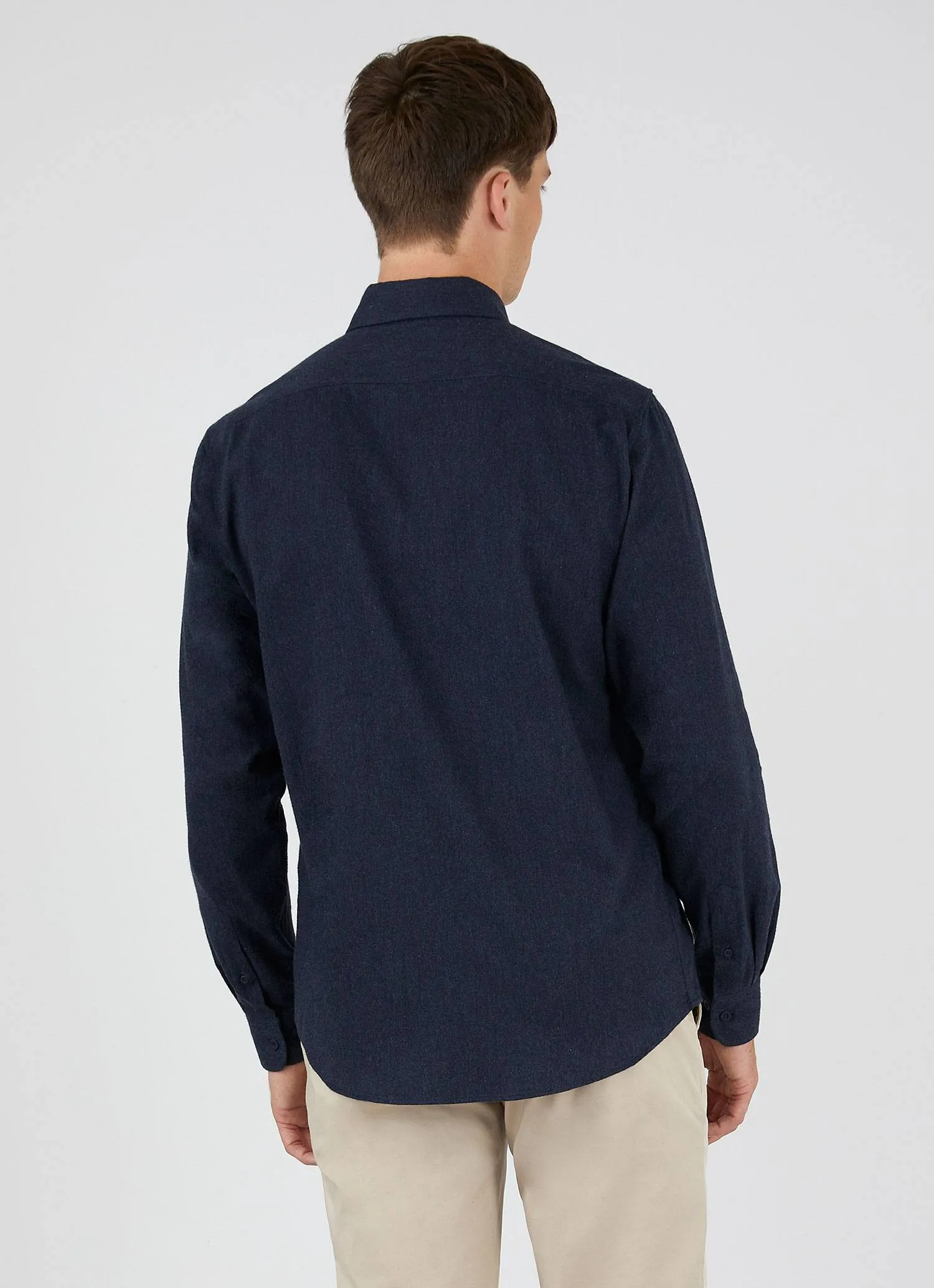 Navy Melange Flannel Shirt for Men