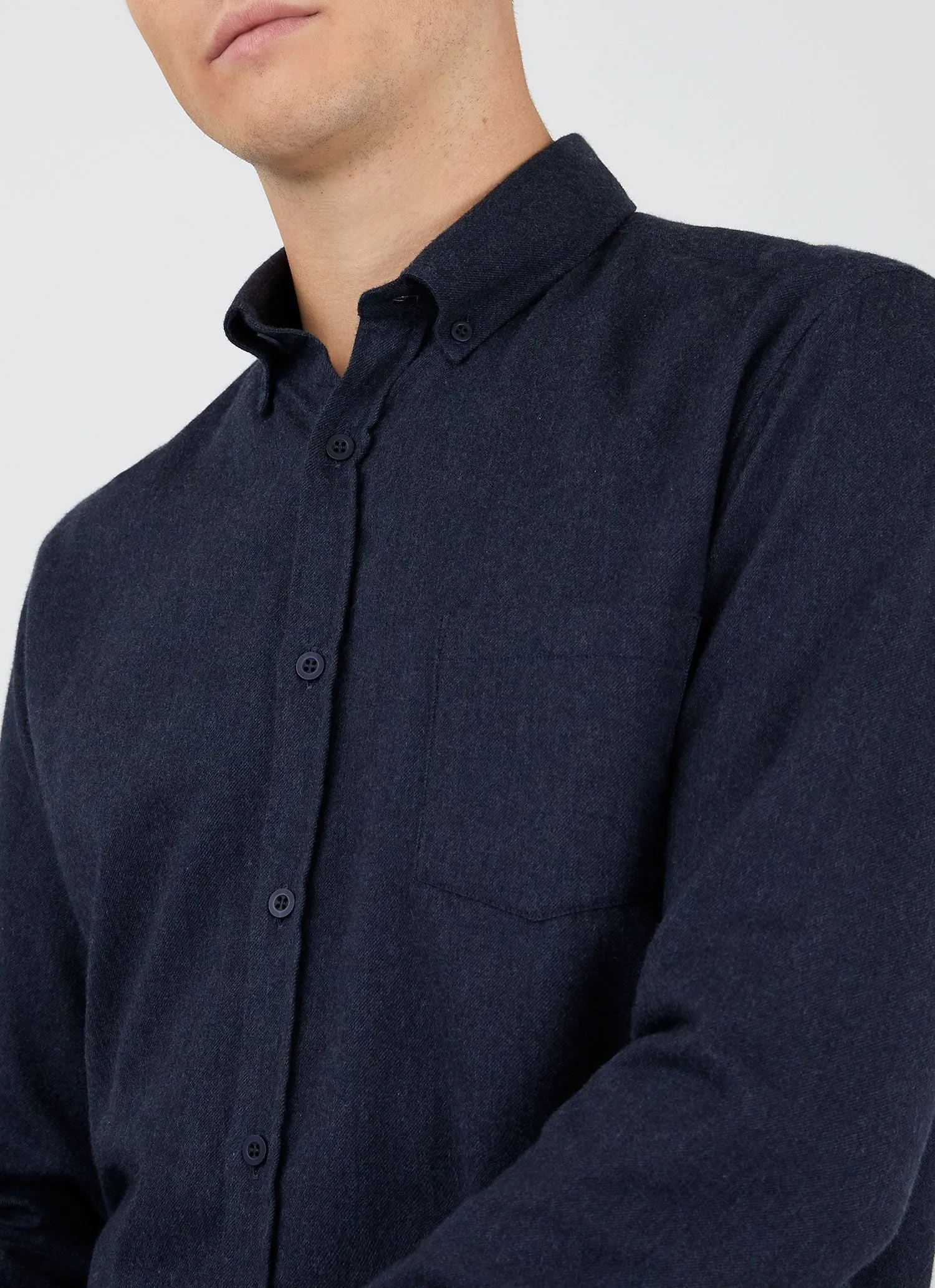 Navy Melange Flannel Shirt for Men