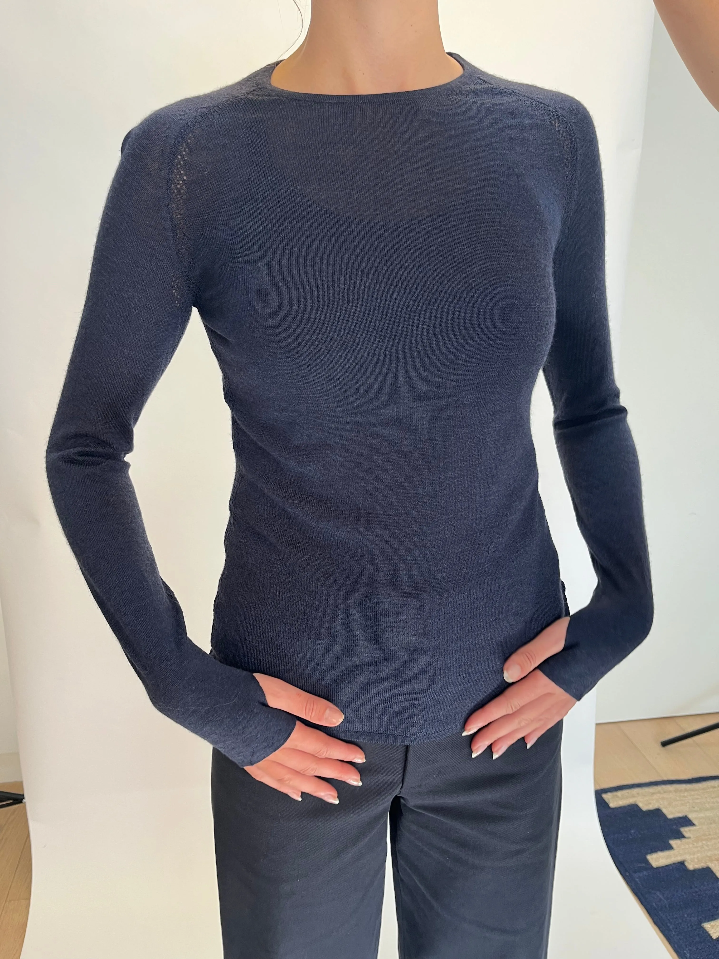 Navy Merino Long-Sleeve Training Top