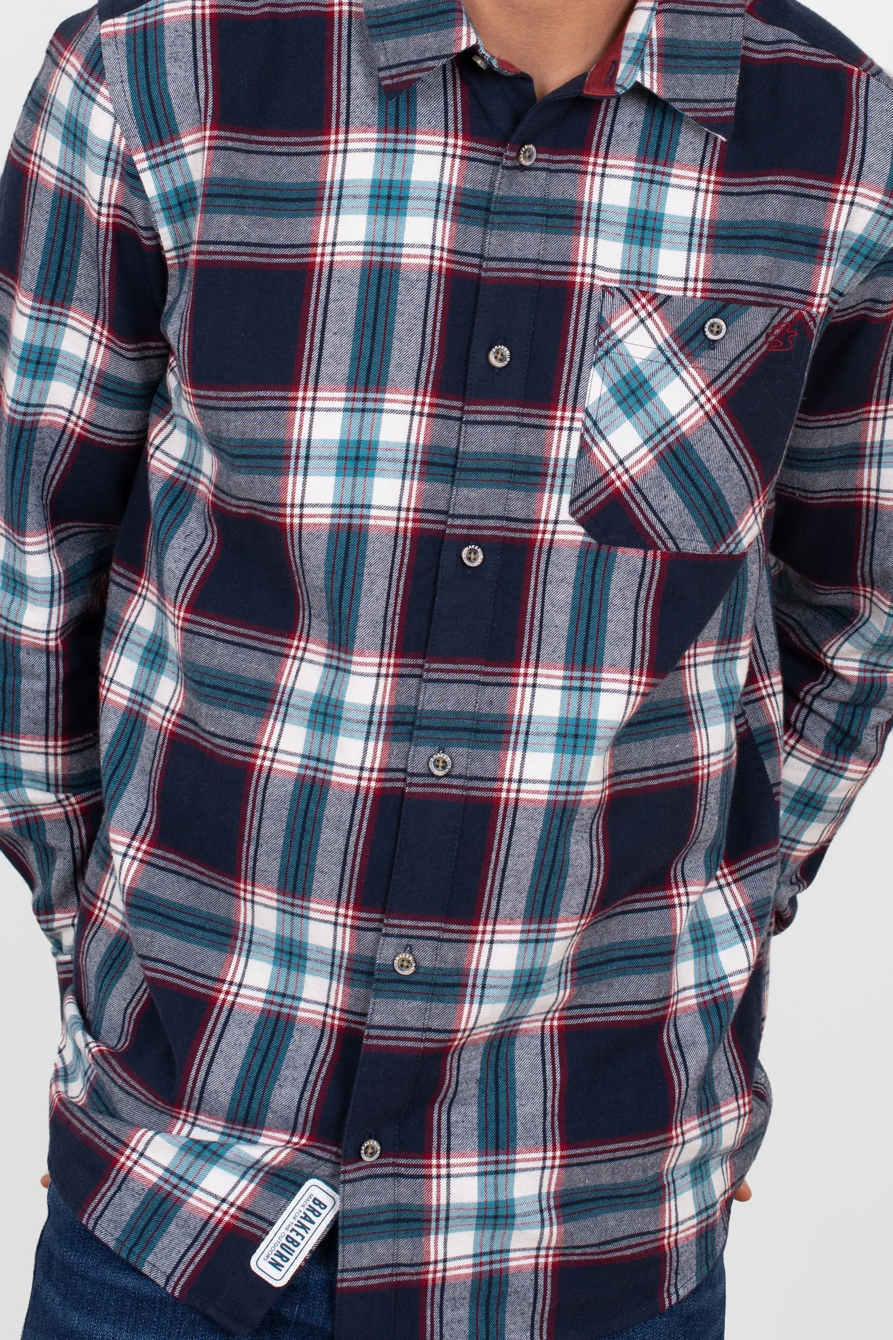 Navy Plaid Button-up Shirt