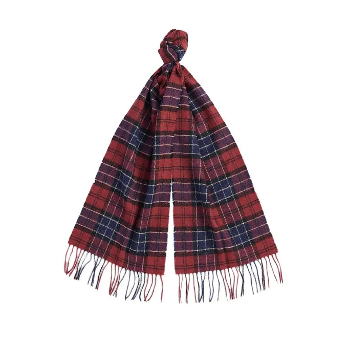 Navy Red Tartan Lambswool Scarf