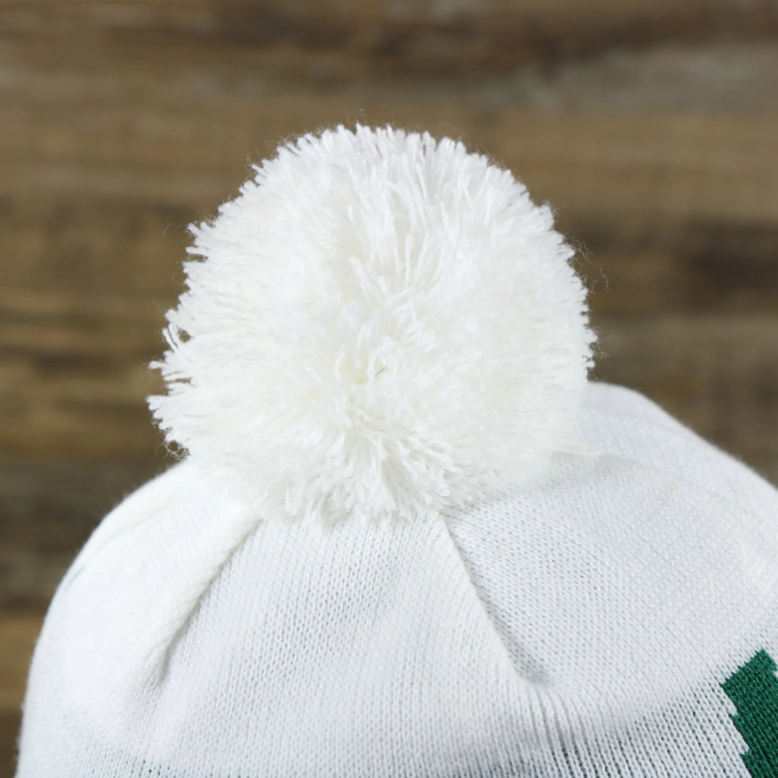 New York Jets 1960 Rubber Jets On Field Patch Cuffed Pom Pom White Winter Beanie