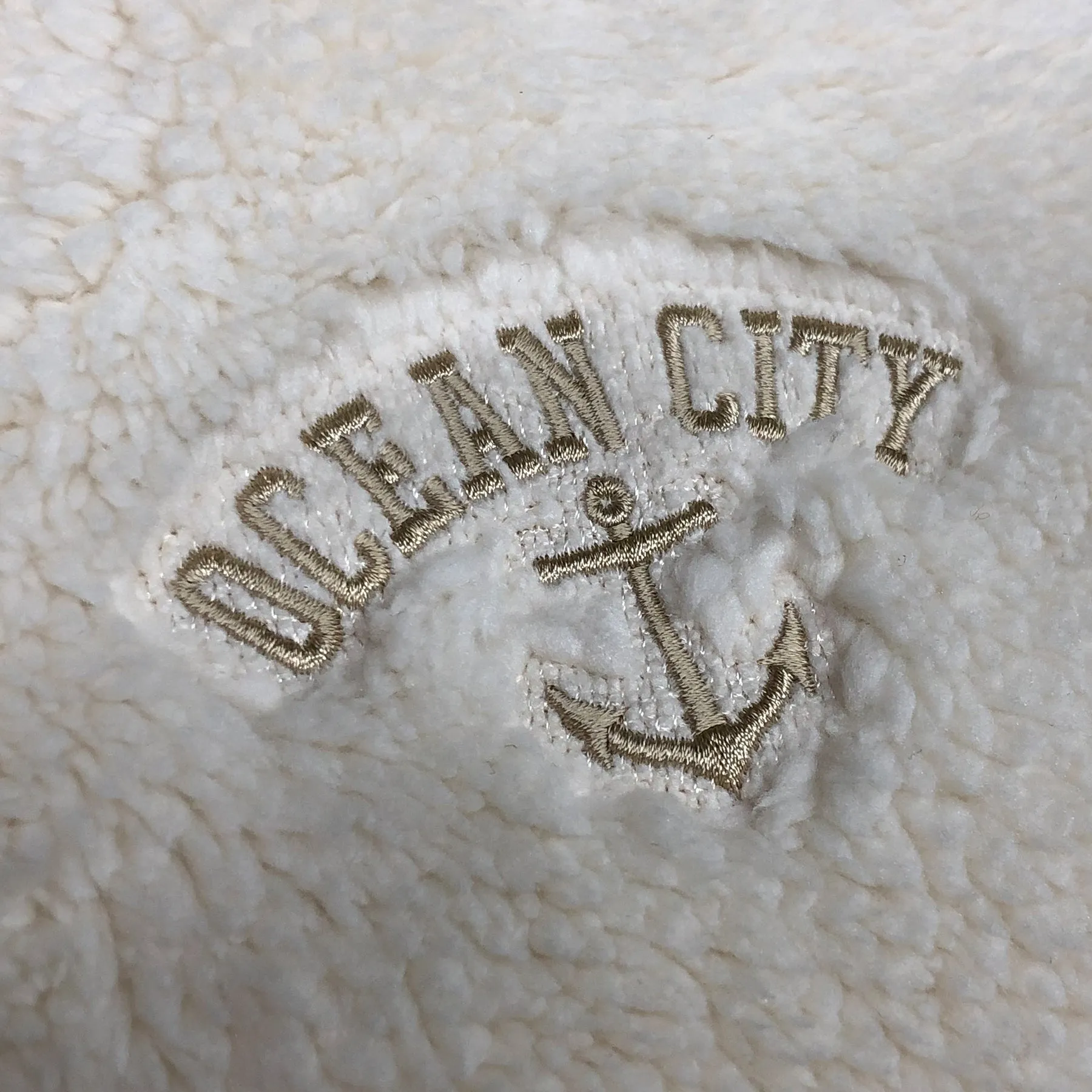 Ocean City New Jersey Anchor Ivory Sherpa Quarter Zip - Women's