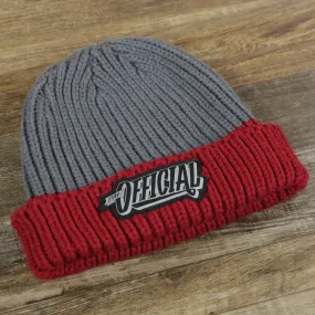 Official gray crown red cuff winter beanie | gray and red knit beanie