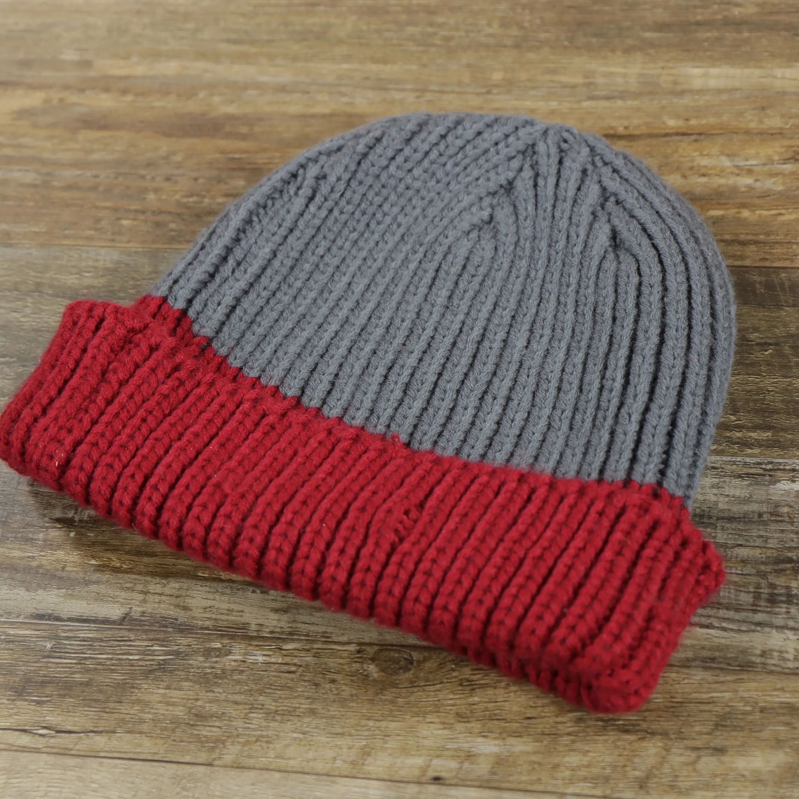 Official gray crown red cuff winter beanie | gray and red knit beanie