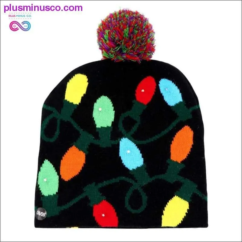 OurWarm Christmas Hat Knit Beanie with LED Lights - Cotton Material