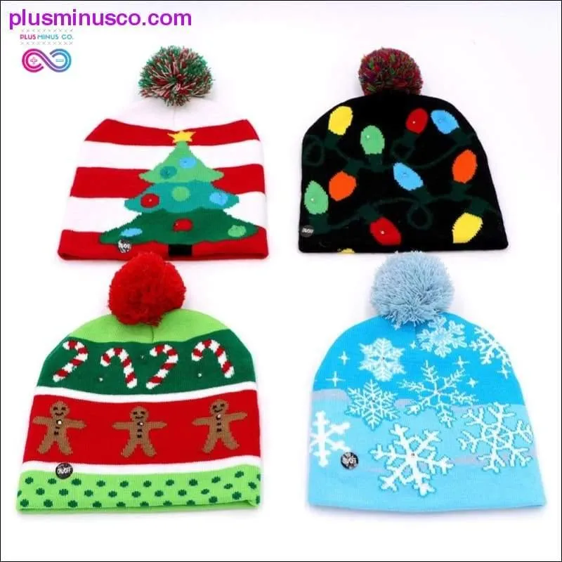 OurWarm Christmas Hat Knit Beanie with LED Lights - Cotton Material