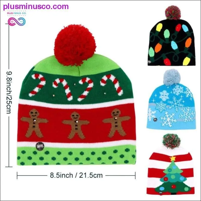 OurWarm Christmas Hat Knit Beanie with LED Lights - Cotton Material