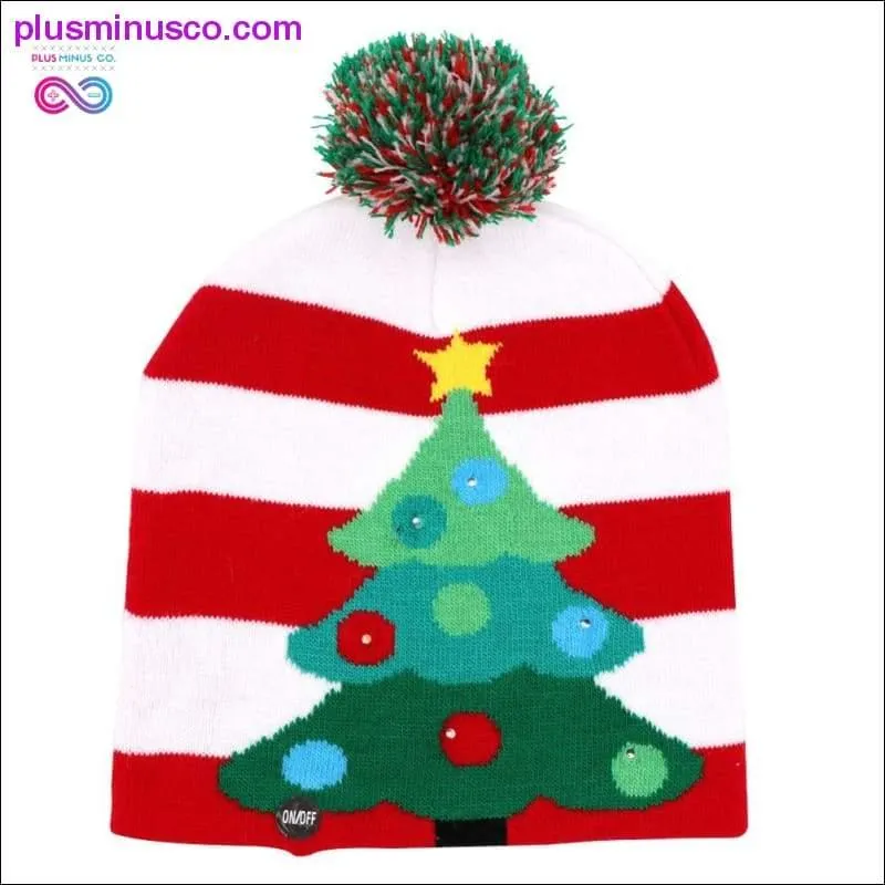 OurWarm Christmas Hat Knit Beanie with LED Lights - Cotton Material