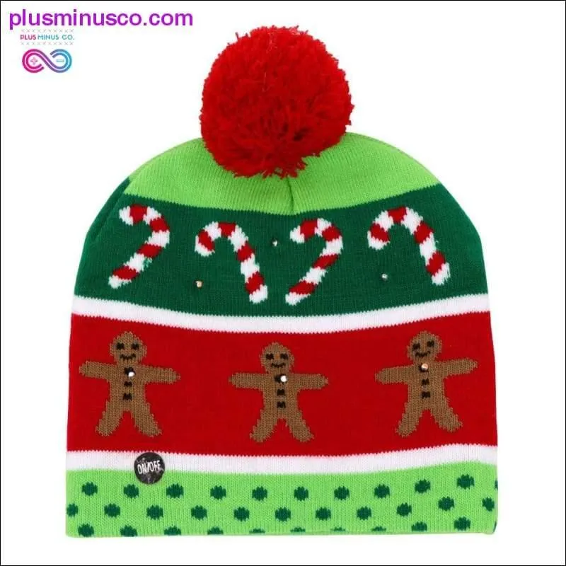 OurWarm Christmas Hat Knit Beanie with LED Lights - Cotton Material