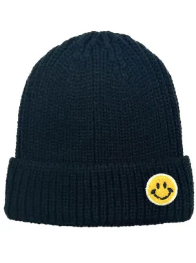 Patch Beanie with Smiley Design