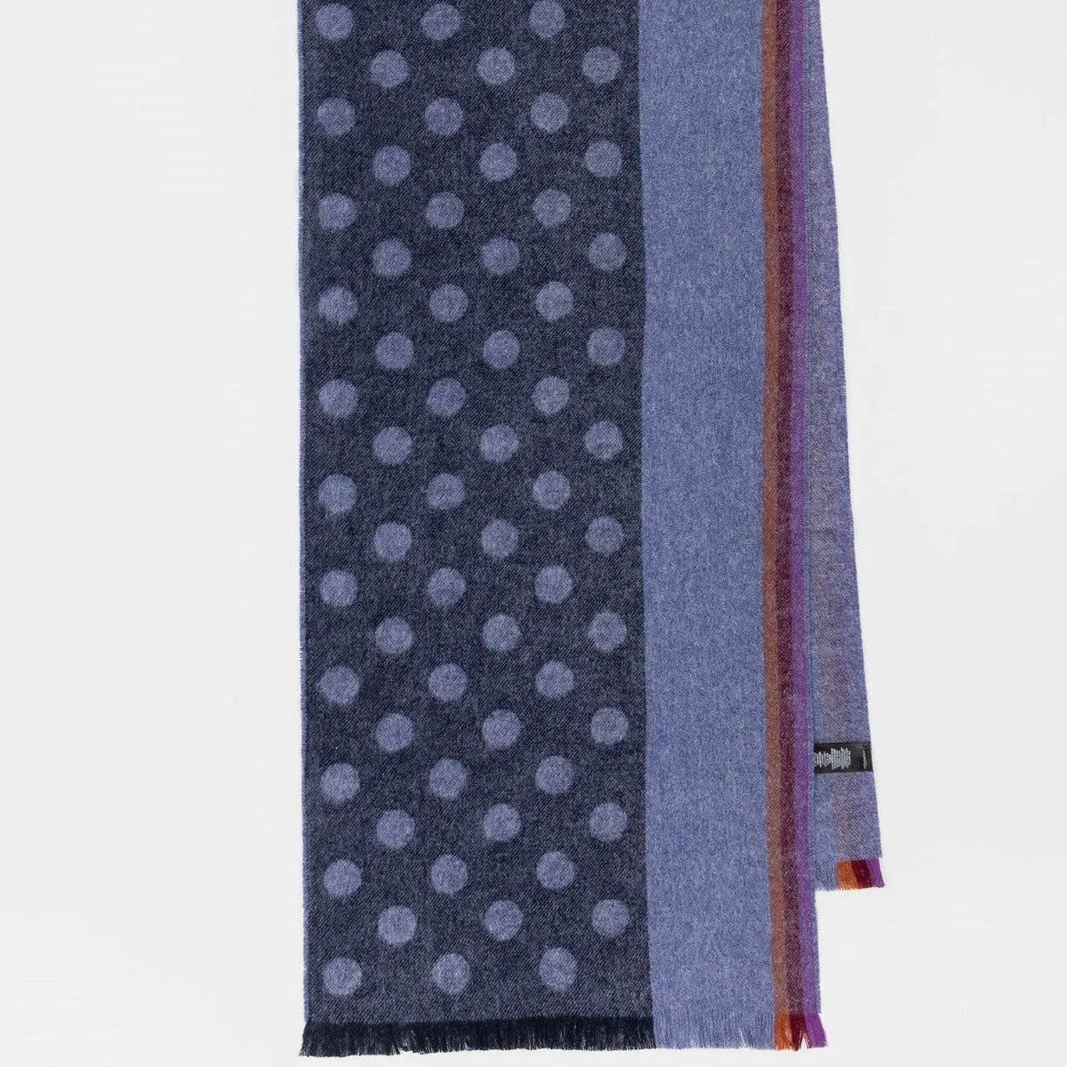 Paul Smith Men's Scarf PS Edge Stripe Polka Dot Blue