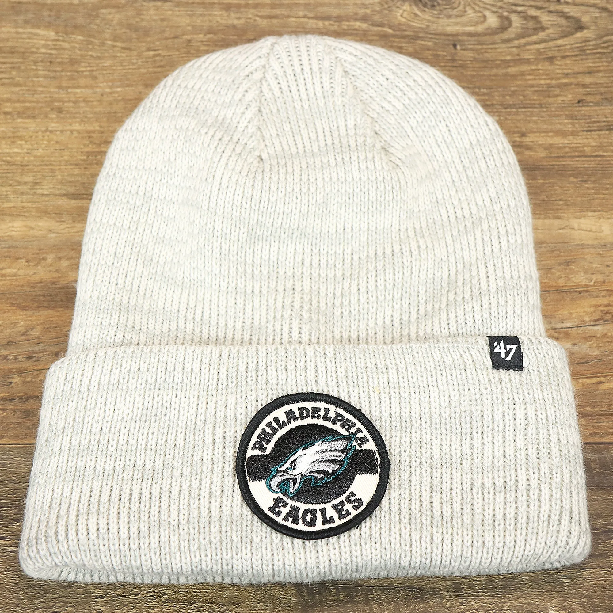 Philadelphia Eagles winter beanie, cuffed, patch design, heather gray