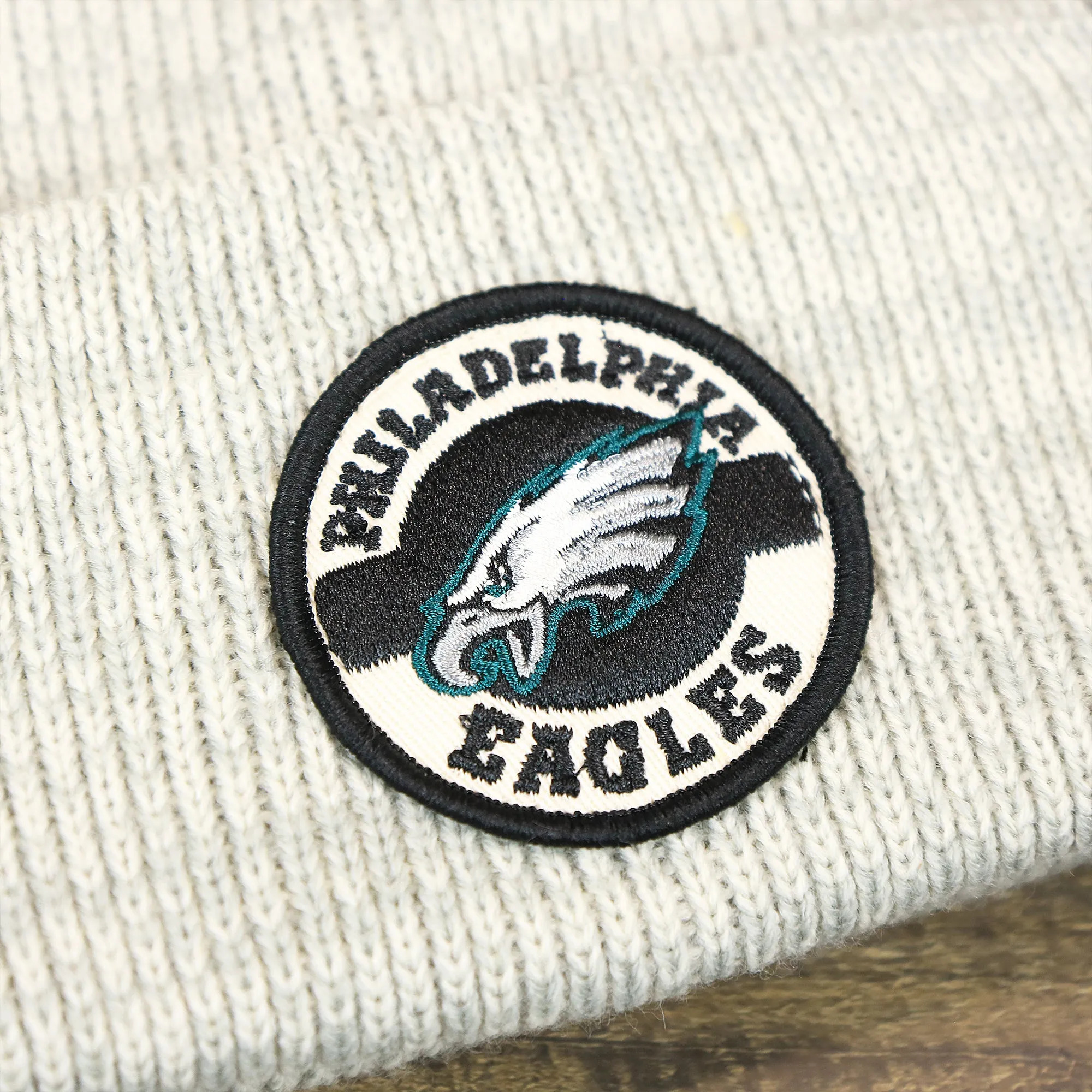 Philadelphia Eagles winter beanie, cuffed, patch design, heather gray