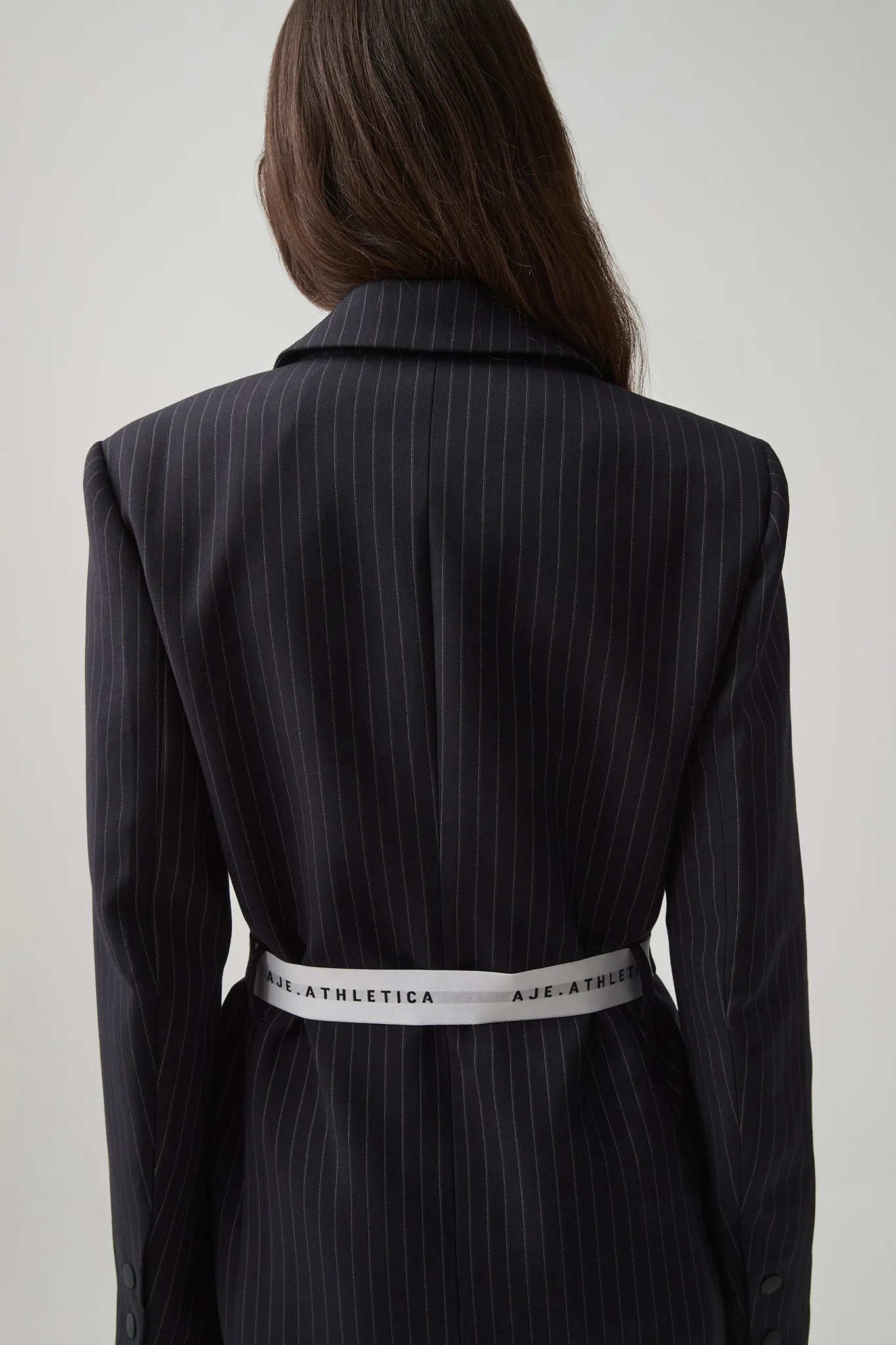 Pinstripe Logo Belt Blazer 789