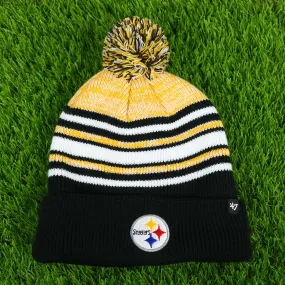 Pittsburgh Steelers Striped Pom Pom Winter Beanie for Kids - Black, Yellow, White