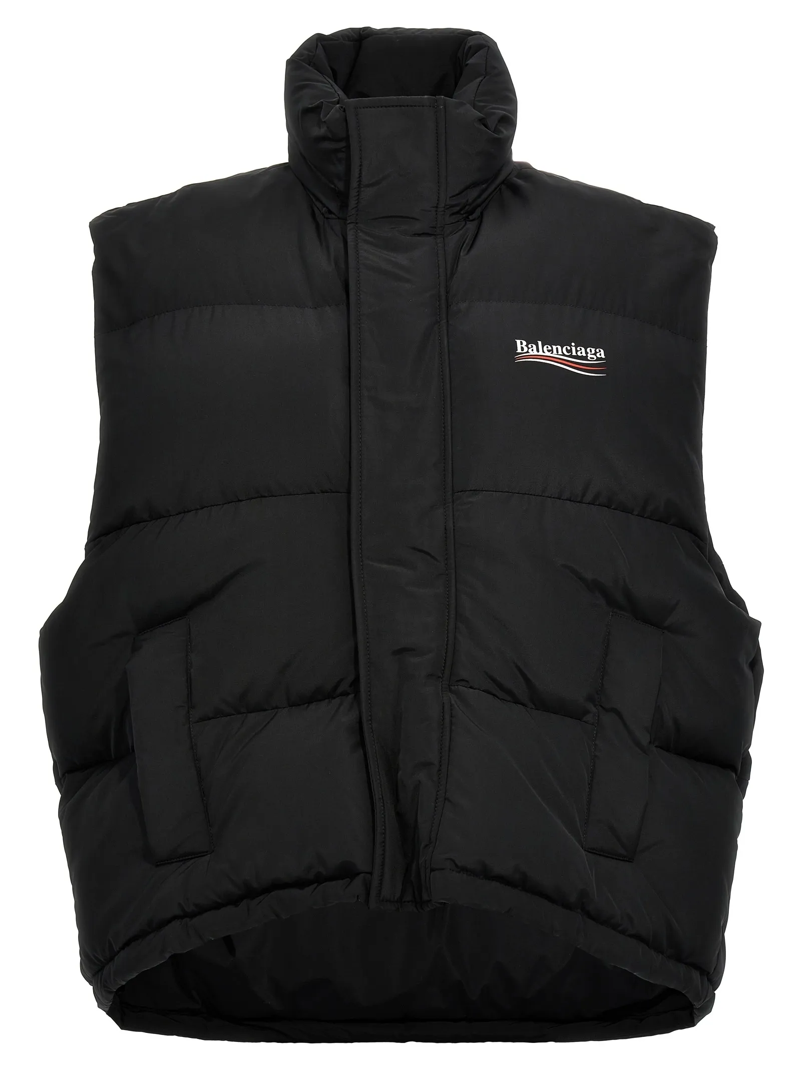 Political Campaign Cocoon Puffer Gilet - Black | BALENCIAGA