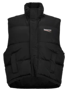 Political Campaign Cocoon Puffer Gilet - Black | BALENCIAGA