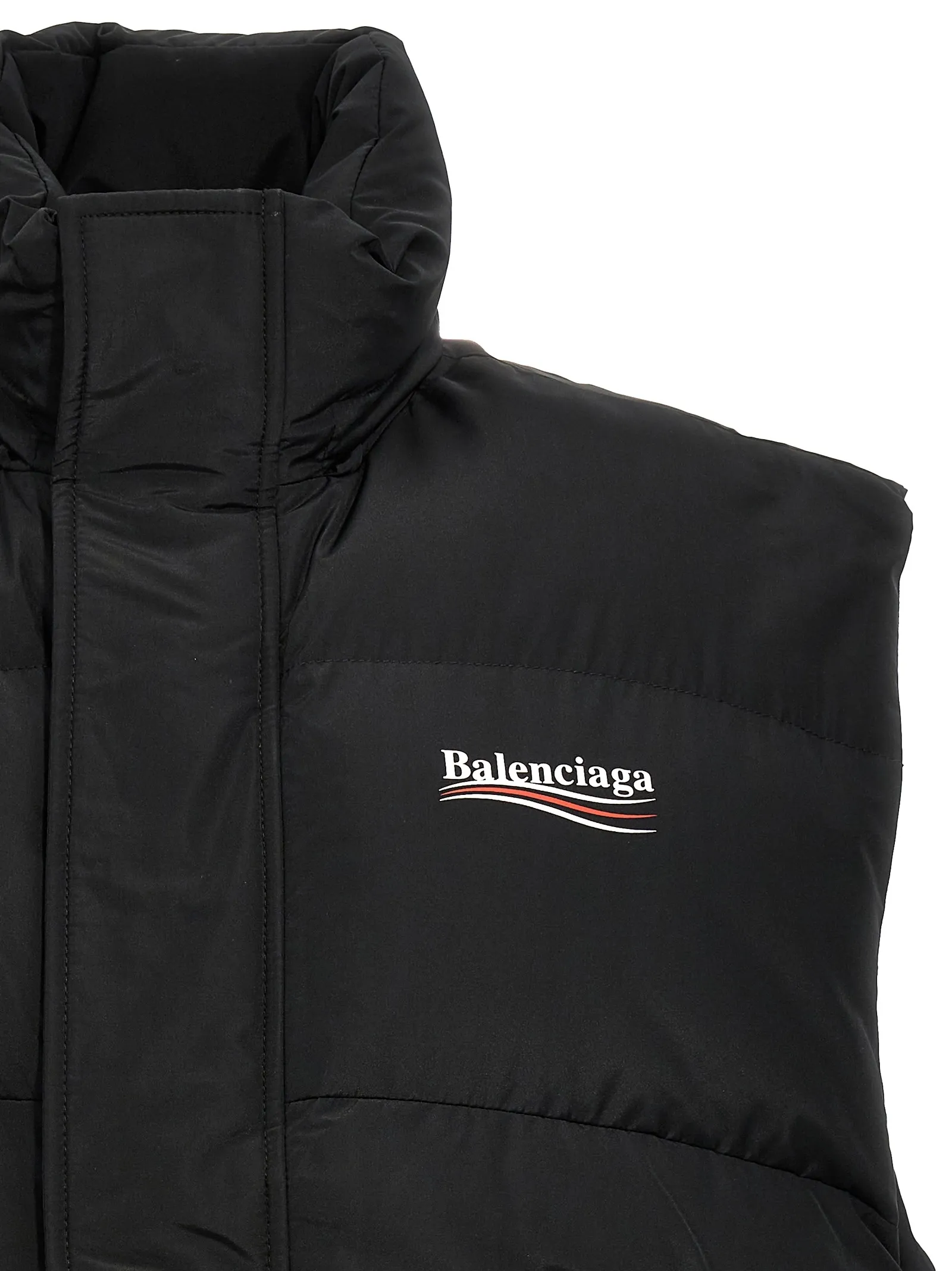 Political Campaign Cocoon Puffer Gilet - Black | BALENCIAGA