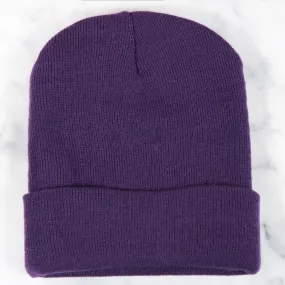 Purple Cuffed Winter Beanie Hat